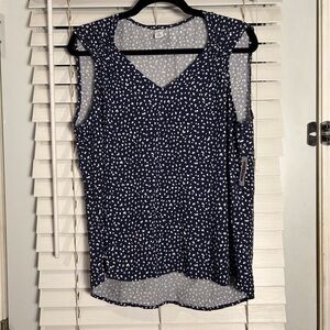 Old Navy NWT Blue White Print Tank Top Gathered Straps Medium Light Cute Summer